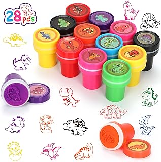 28pcs Dinosaur Party Stamps for Kids, Self-Inking Stampers Dino Party Favors Perfect for Dino-Themed Parties Birthday Party Supplies and Classroom Rewards