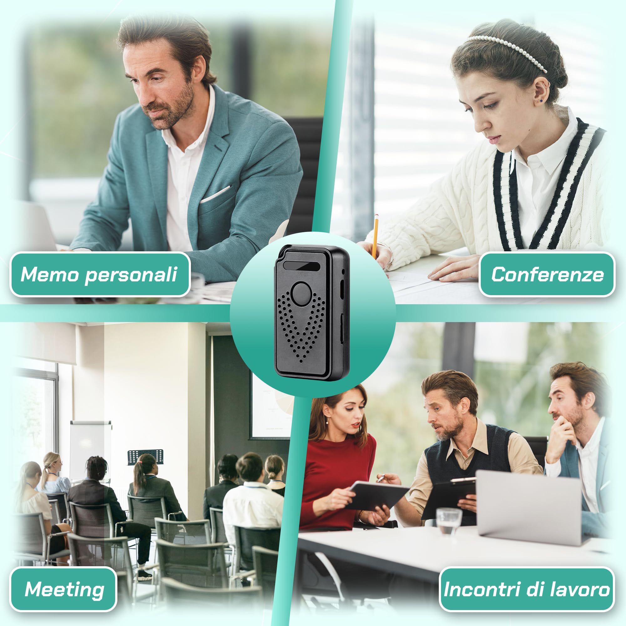 Registratore Vocale Attivato tramite Internet-WiFi, Controllo illimitato della distanza Registratore Vocale Audio, Microfono Audio Cimice a Distanza