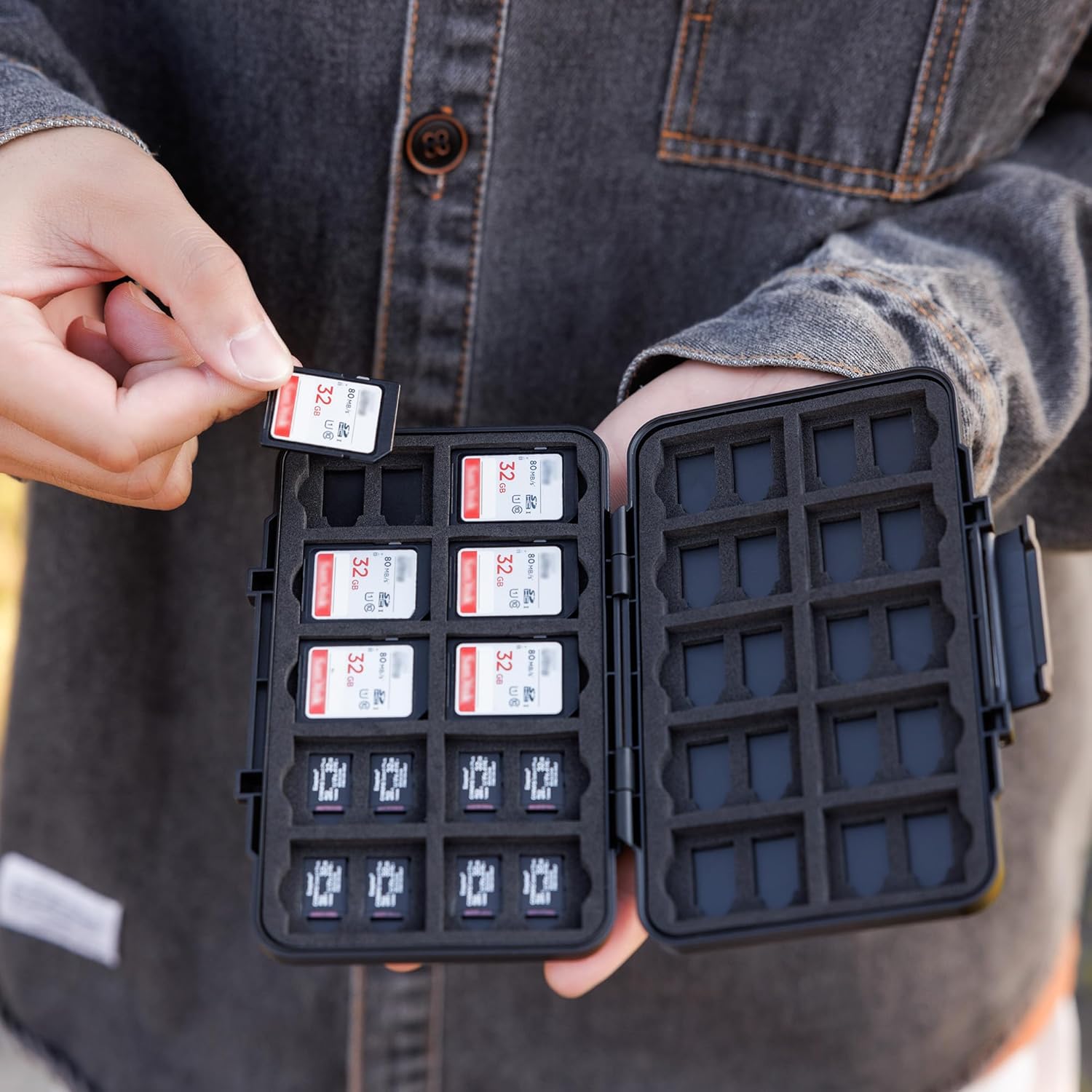 [Large Capacity] 60 Slots Memory Card Case for 20 SD and 40 TF Cards, Compact Size & Portable SD SDHC SDXC TF Micro SD Card Holder Organizer Storage Box, Anti-Shock Anti-Dust