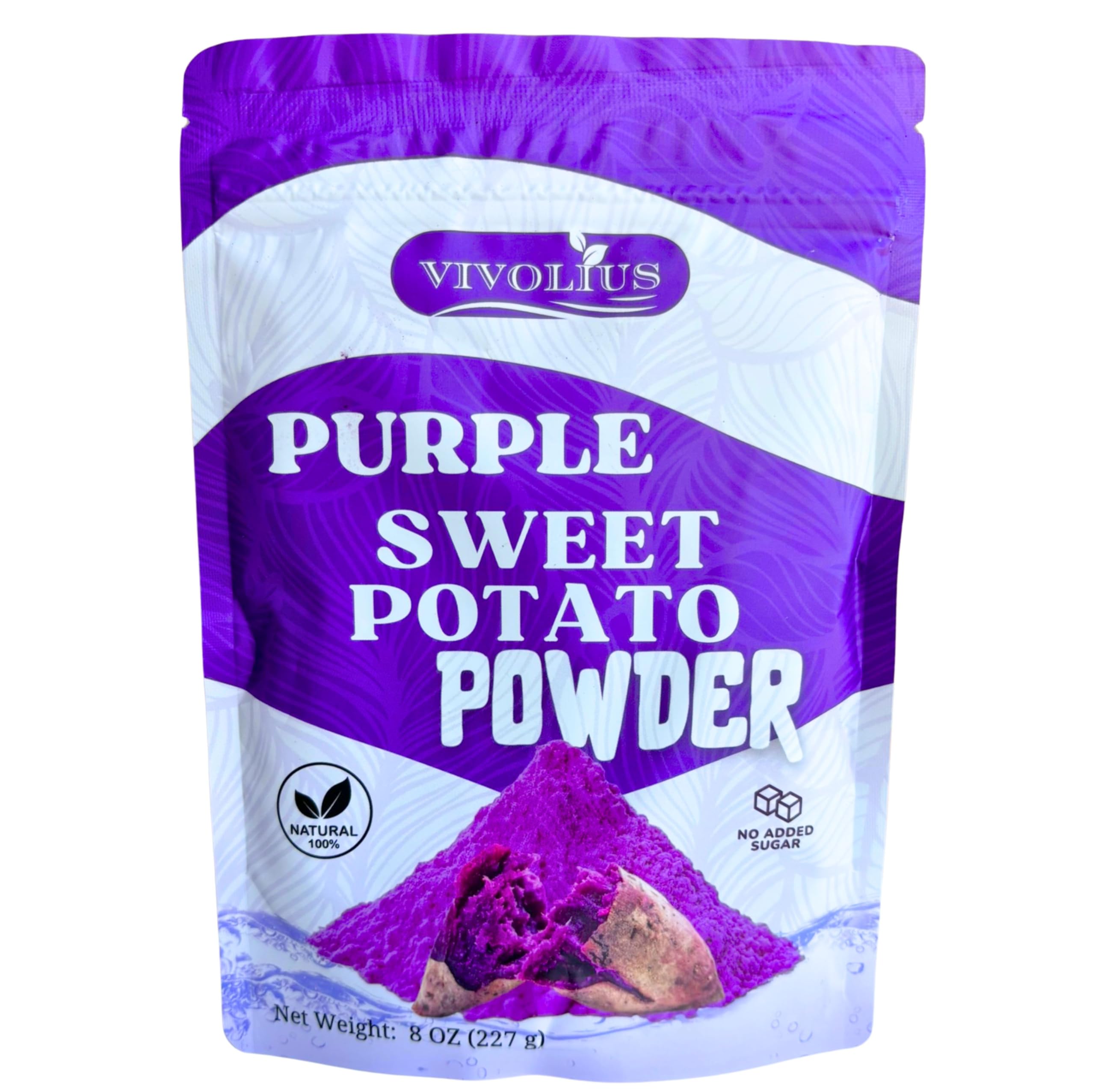 Purple Sweet Potato Powder - Vivolius 8 oz (227 g) Natural Food Coloring Powder for Baking, Cooking. No Sugar Added, Non-GMO.