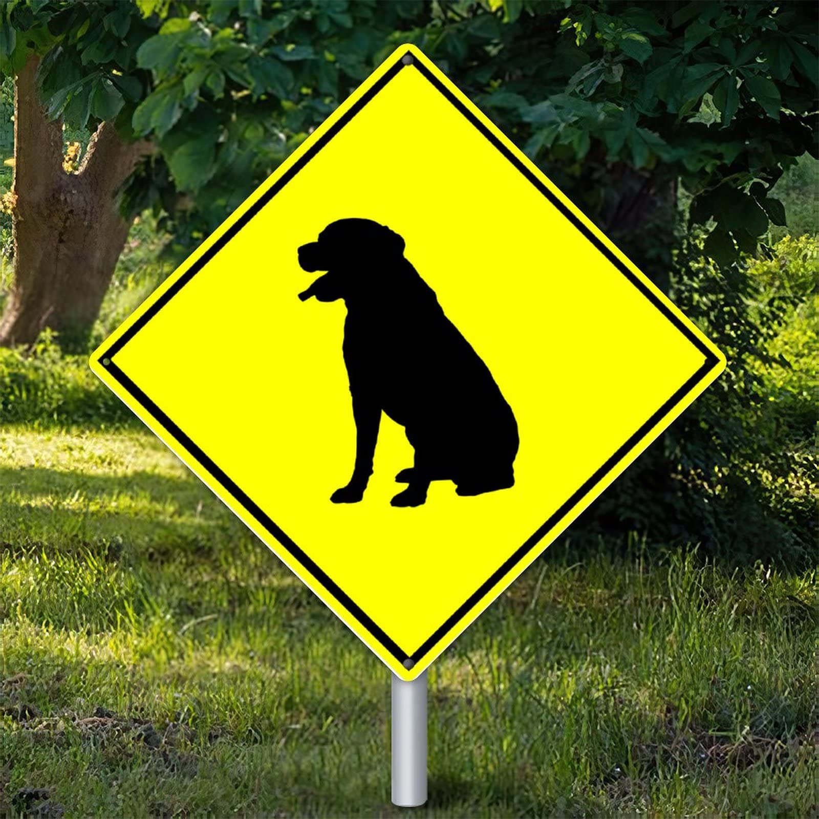 Panneau Labrador Crossing en métal vintage de 38x38 cm pour décoration murale