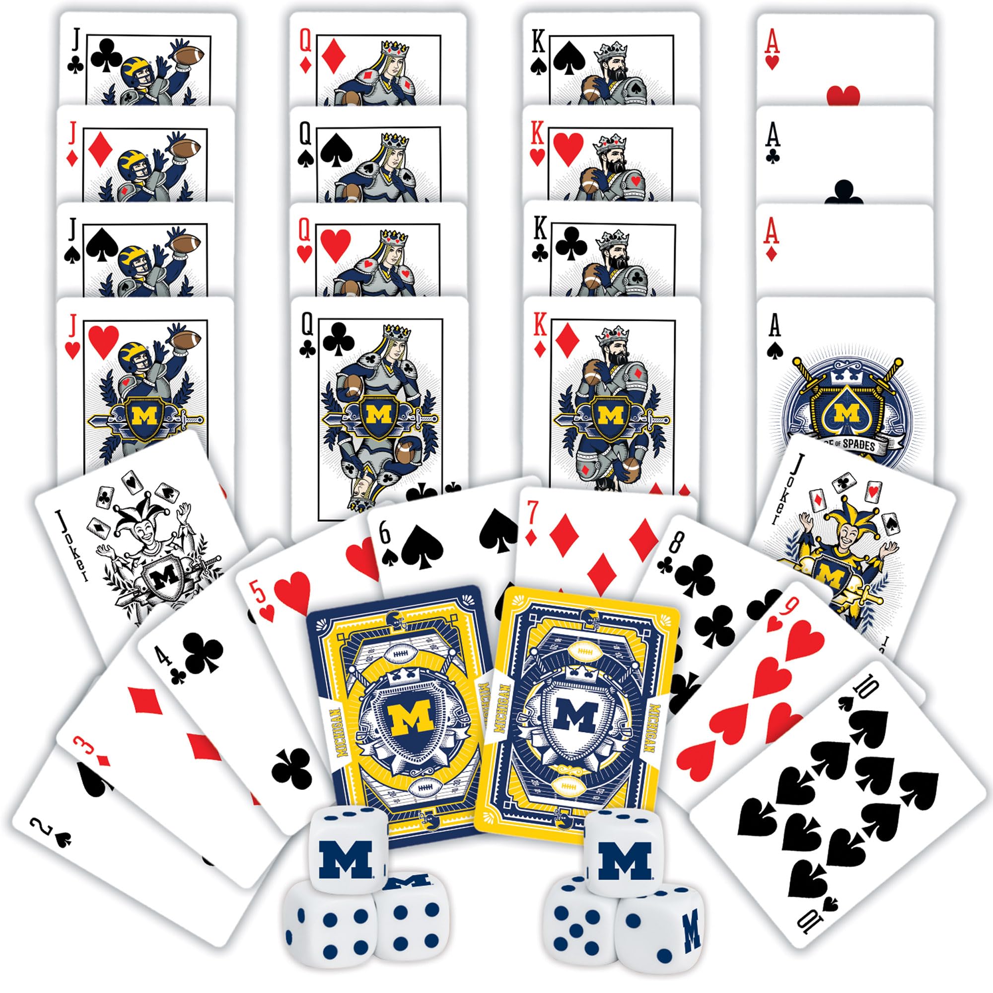 MasterPieces Game Day - NCAA Michigan Wolverines 2-Pack Playing Cards &amp; Dice Pack - Officially Licensed Set for Adults and Family