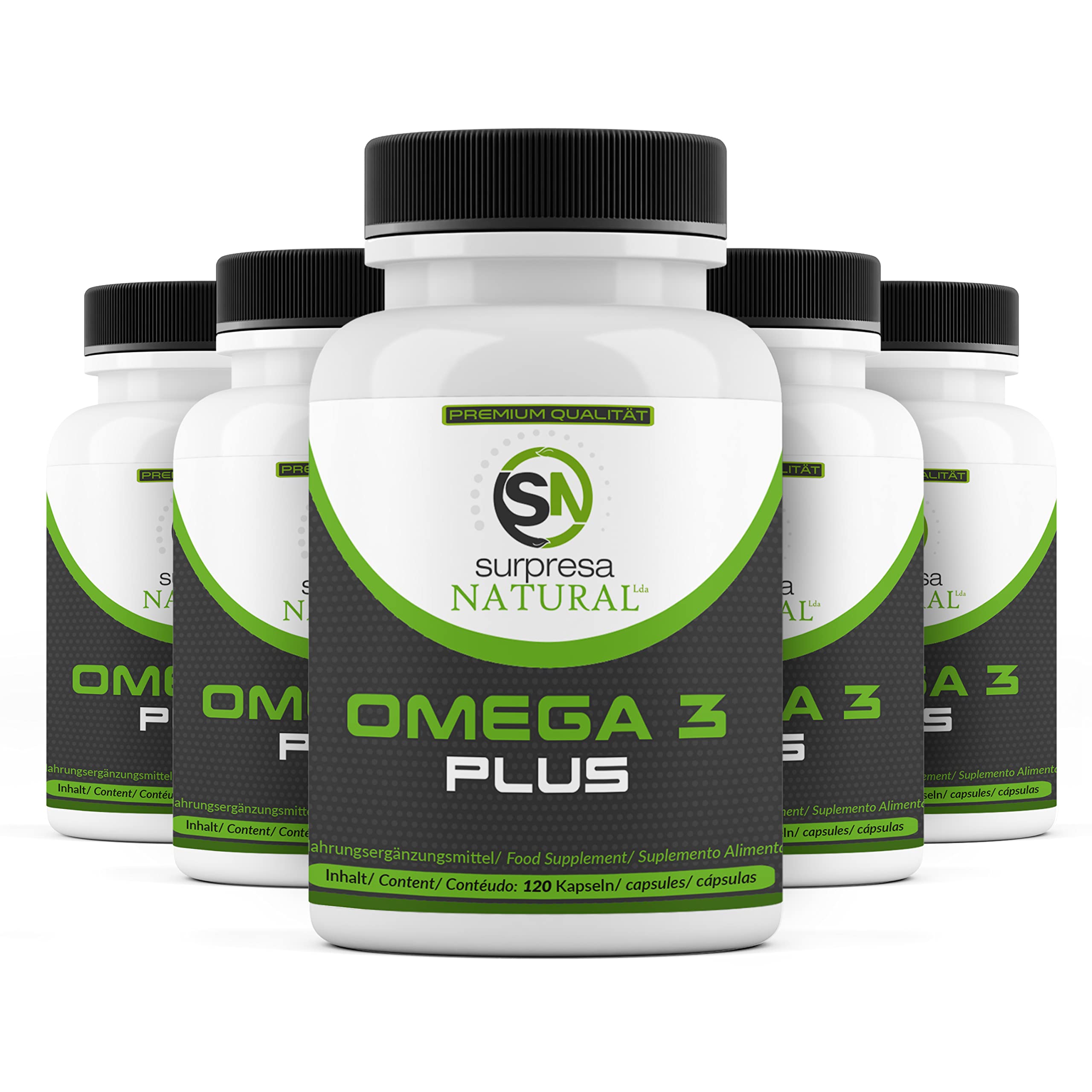 Omega 3 capsule ad alto dosaggio I 5 x 120 capsule I 1000 mg olio di pesce per capsula I 500 mg EPA e 250 mg DHA per capsula I Acidi grassi essenziali, vegani e test di laboratorio