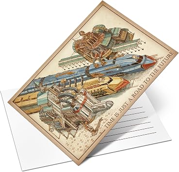 HUNGRY MINDS Hand-Illustrated Card Evolution of Human Inventions by The Books Chief Artist - Postcard Adorned with a Visual Journey Through the Evolution of Human Inventions
