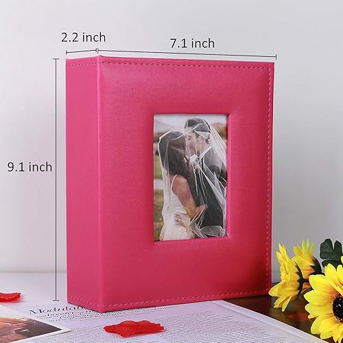 Miniatura 2 de RECUTMS Álbum de fotos de 200 bolsillos, 4 x 6 pulgadas, cubierta de piel sintética de alta calidad con ventana frontal para boda, familia, bebé