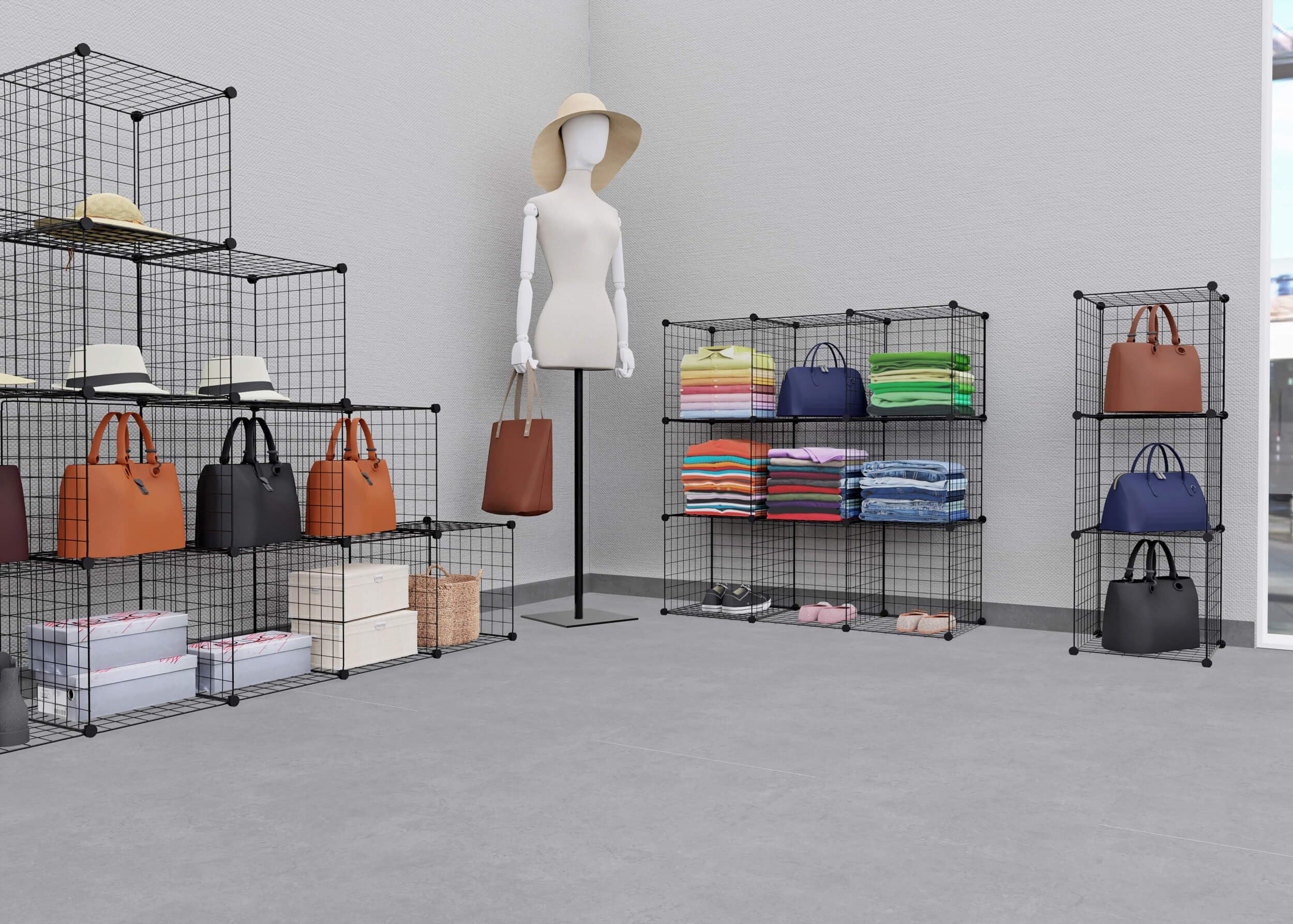 Drahtwürfel Regalsystem 3 Fächer – Modulregal 109x38,5x38,5 Cm, Schwarz, Von Goodsforbusiness GmbH