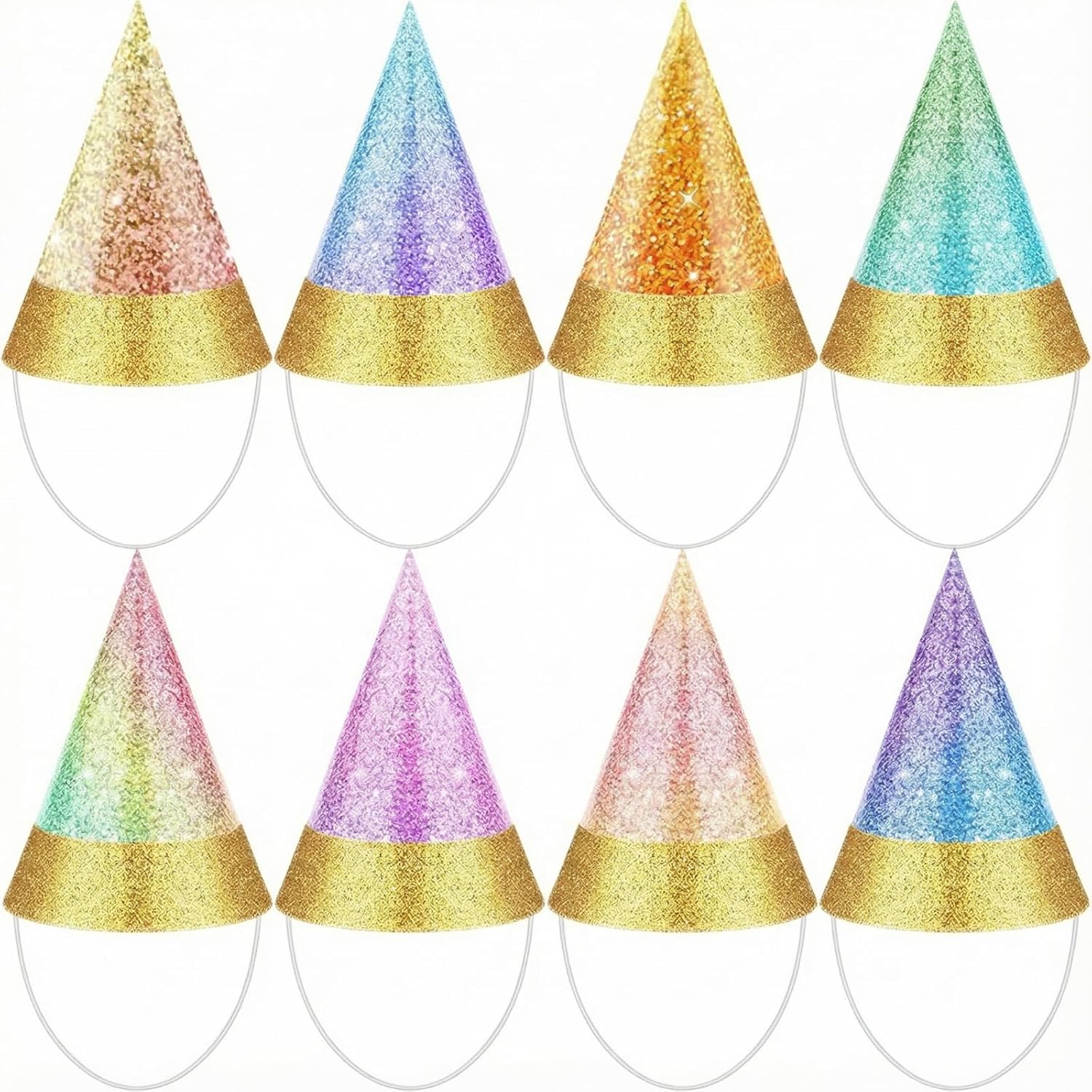 Sonwyoung 40 Pcs Mini Birthday Party Hats for Stuffed Animals Toys Colorful Glitter Tiny Cone Party Hats for Cats and Dogs(Bright Color)