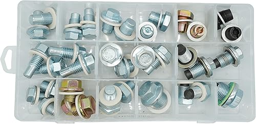 Miniatura 3 de Dsnaduo 15 tipos de tapón de drenaje de aceite con junta de inserción (36 juegos), kits de surtido maestro de tapón de drenaje de aceite con punto