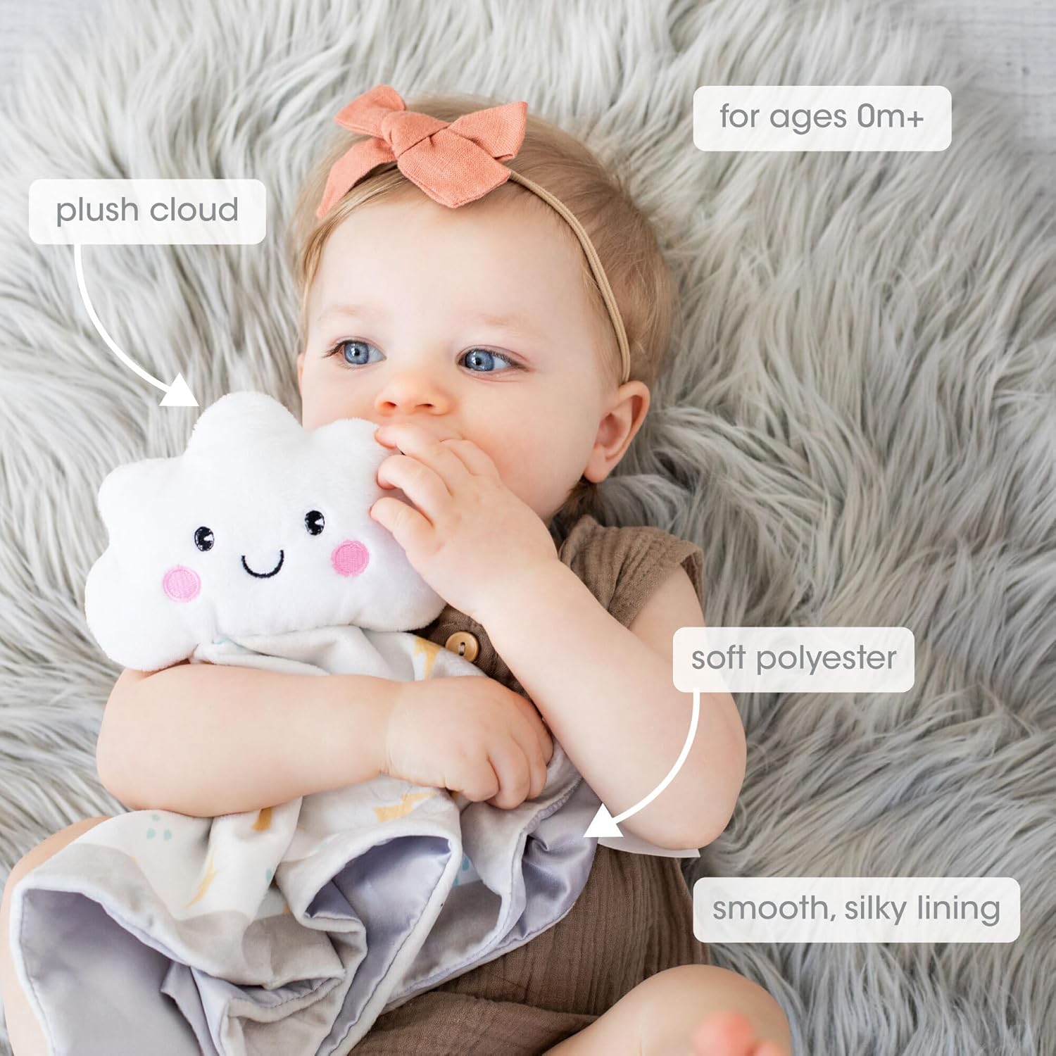 Pearhead Cloud Baby Security Blanket, Soft White Lovey for Newborns & Toddlers, Plush Snuggle Toy for Spring & Easter Gifting, Gender-Neutral Baby Comfort Lovie
