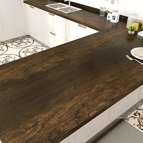 Miniatura 3 de WESTICK Papel de contacto de madera para despegar y pegar, papel tapiz de vinilo de madera, papel de contacto de grano de madera envejecida para