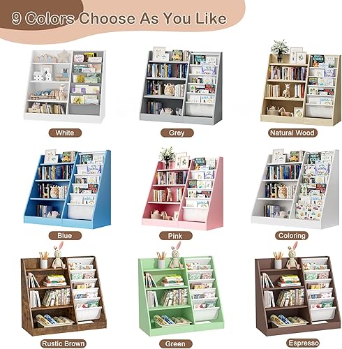 Miniatura 7 de Estantería infantil para dormitorio, estantería de 4 niveles para guardería, organizador de almacenamiento de juguetes, estante de exhibición de