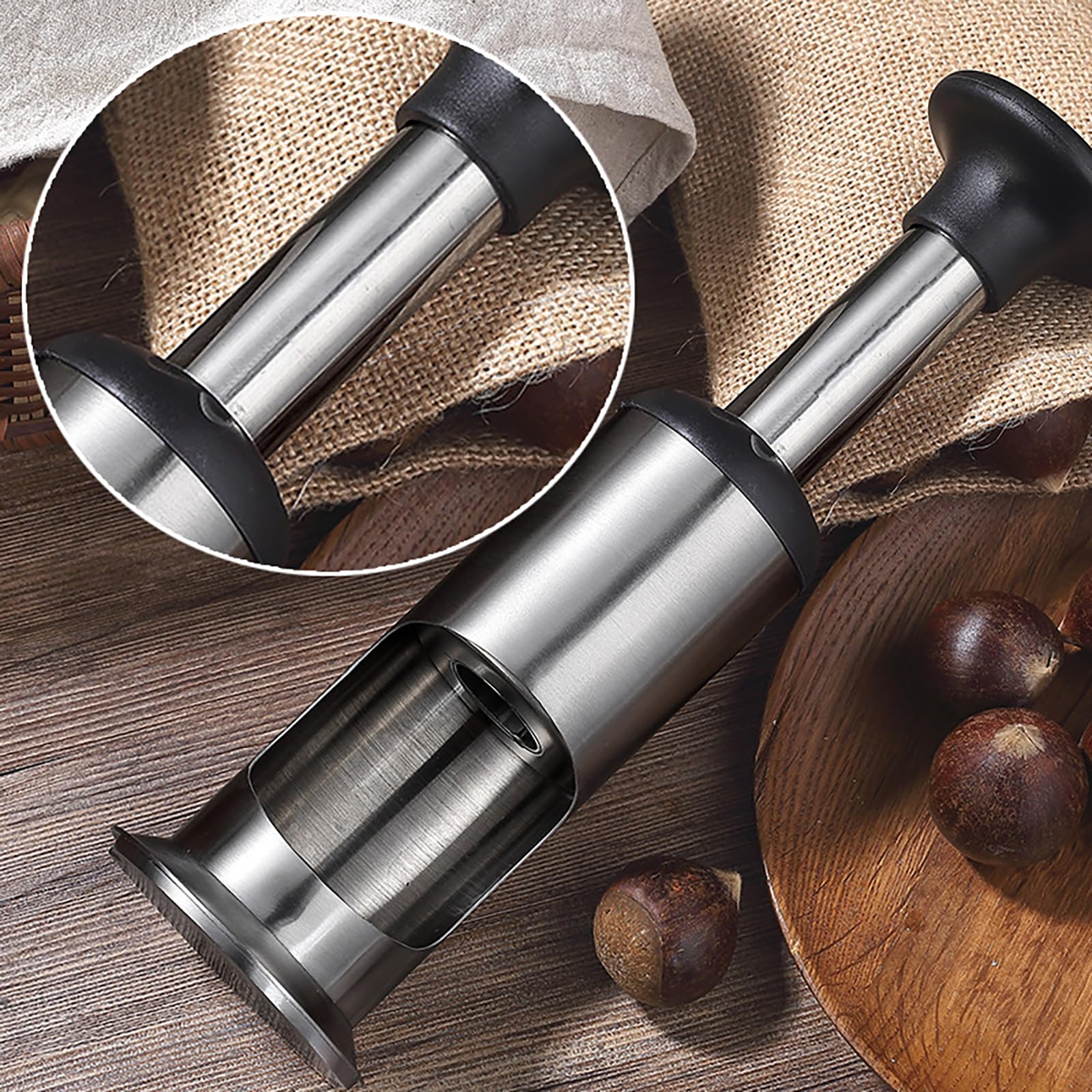 Schiaccianoci Per Castagne In Acciaio Inox 304 - Taglio A Croce, Vassoio Di Sicurezza, Design Ergonomico