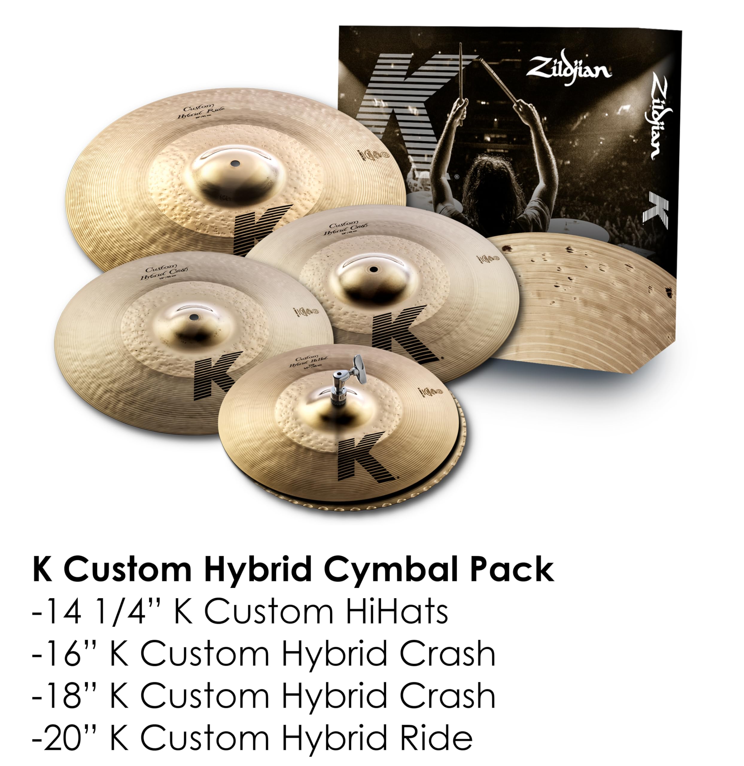 Amazon.com: Zildjian K1250 K Custom Hybrid Cymbal Pack 14/16/18/20