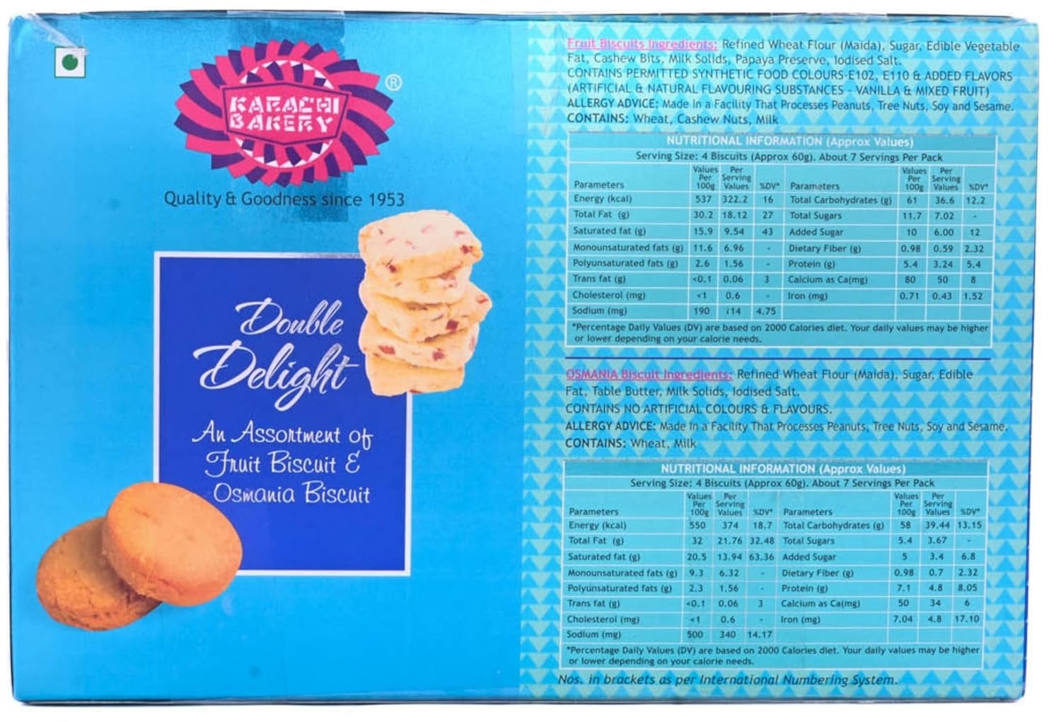 Karachi Bakery Double Delight Fruit Biscuit With Osmania, 400G