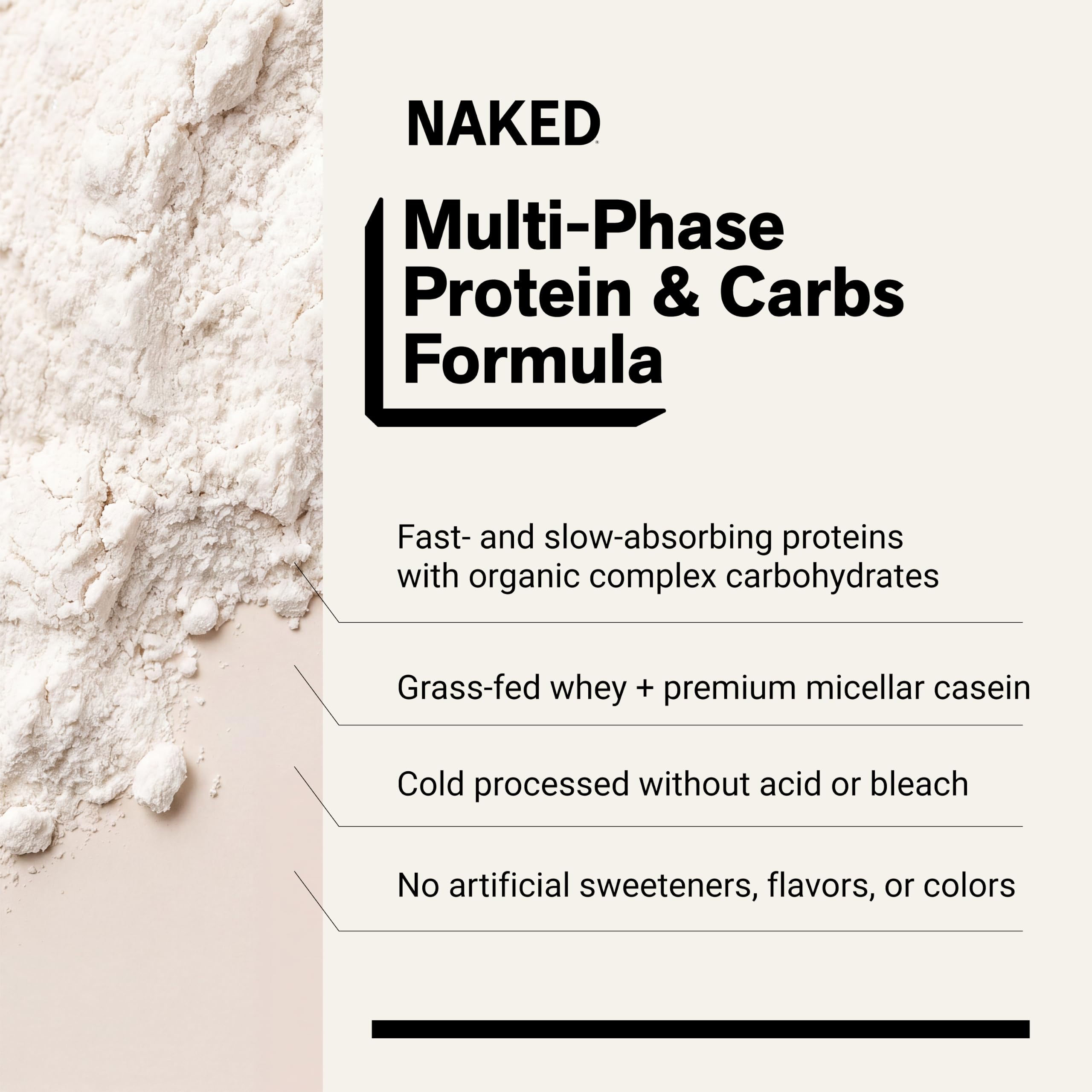 NAKED Mass - Natural Weight Gainer Protein Powder - 8 LB Bulk, NSF Certified, GMO Free, Gluten Free & Soy Free. No Artificial Ingredients - 1,250 Calories per Serving — Amazon image 4