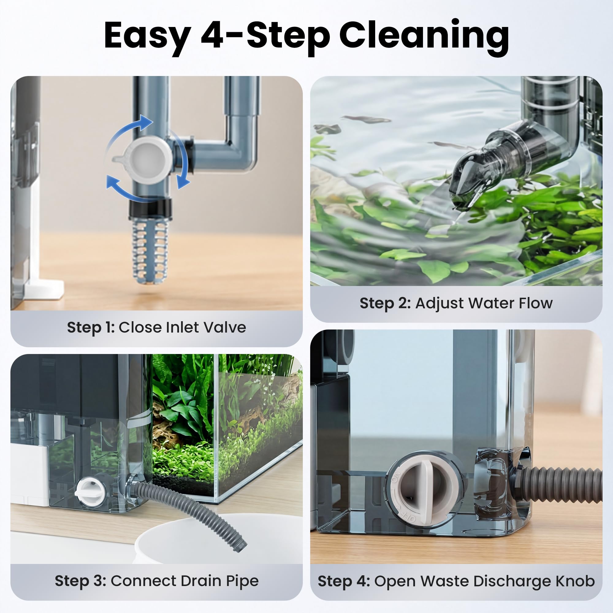Filtro Acquario a Zainetto 300 L/H Acquari 19-38 Litri | Filtro per Acquario Con Flusso Regolabile, Skimmer Di Superficie, Filtrazione a 3 Stadi, Sistema Anti-Intasamento