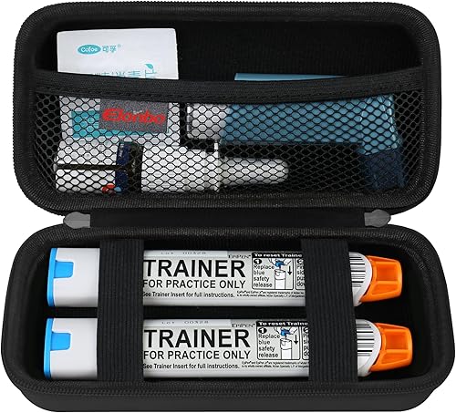 Elonbo Estuche de transporte EpiPen, kit de medicina de viaje para 2 bolígrafos Epi o Auvi Q, inhalador de ventolin, aerosol nasal, medicamentos