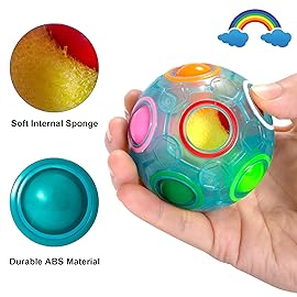 Vdealen Magic Rainbow Puzzle Ball, Fidget Ball Puzzle Brain Teaser Fidget Toy for Boys & Girls- Birthday Party Valentines Easter Christmas Stocking Stuffers for Kids Teen & Adults-2 Pack