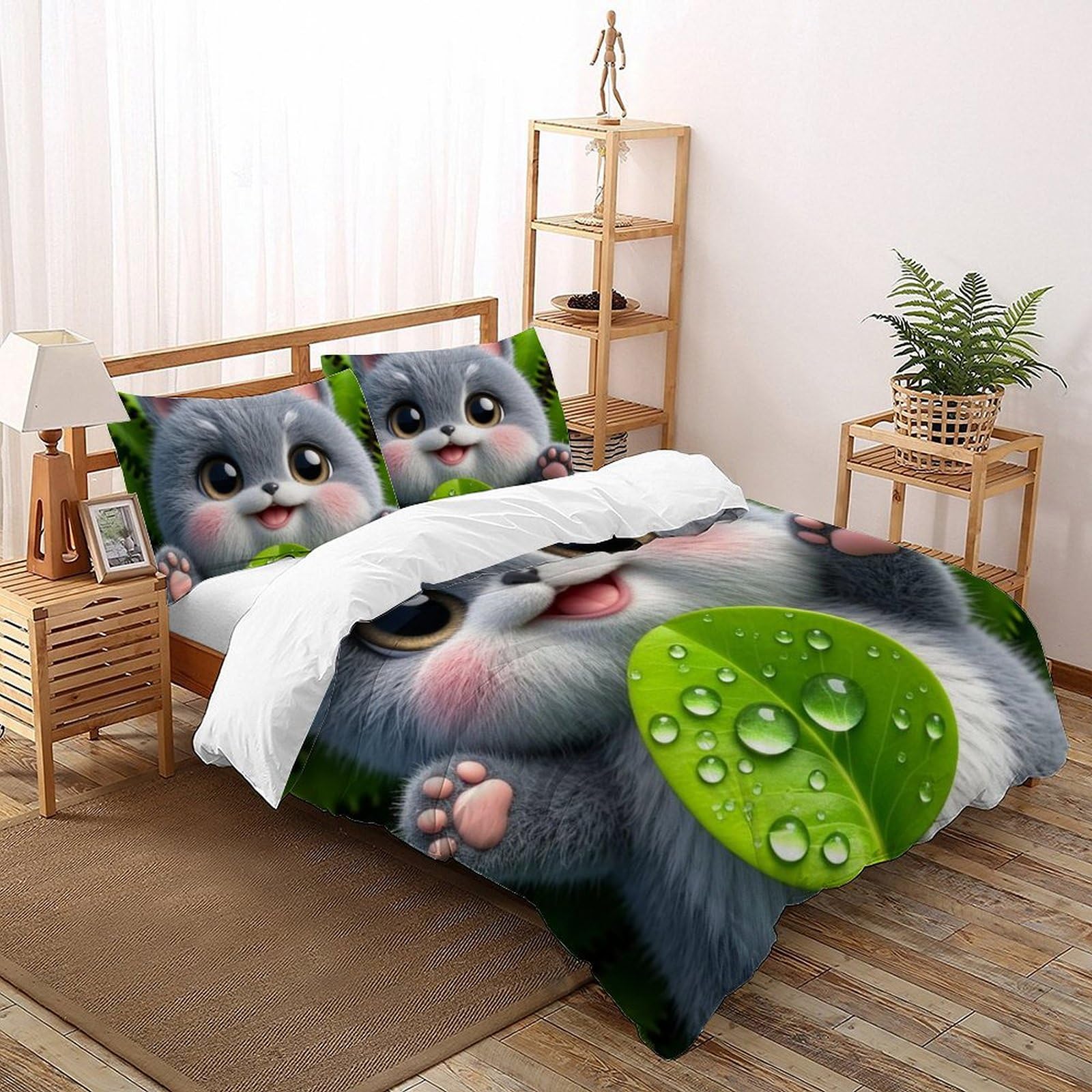 Housse de couette super king ours animaux microfibre 260x220cm lit garçon 3d