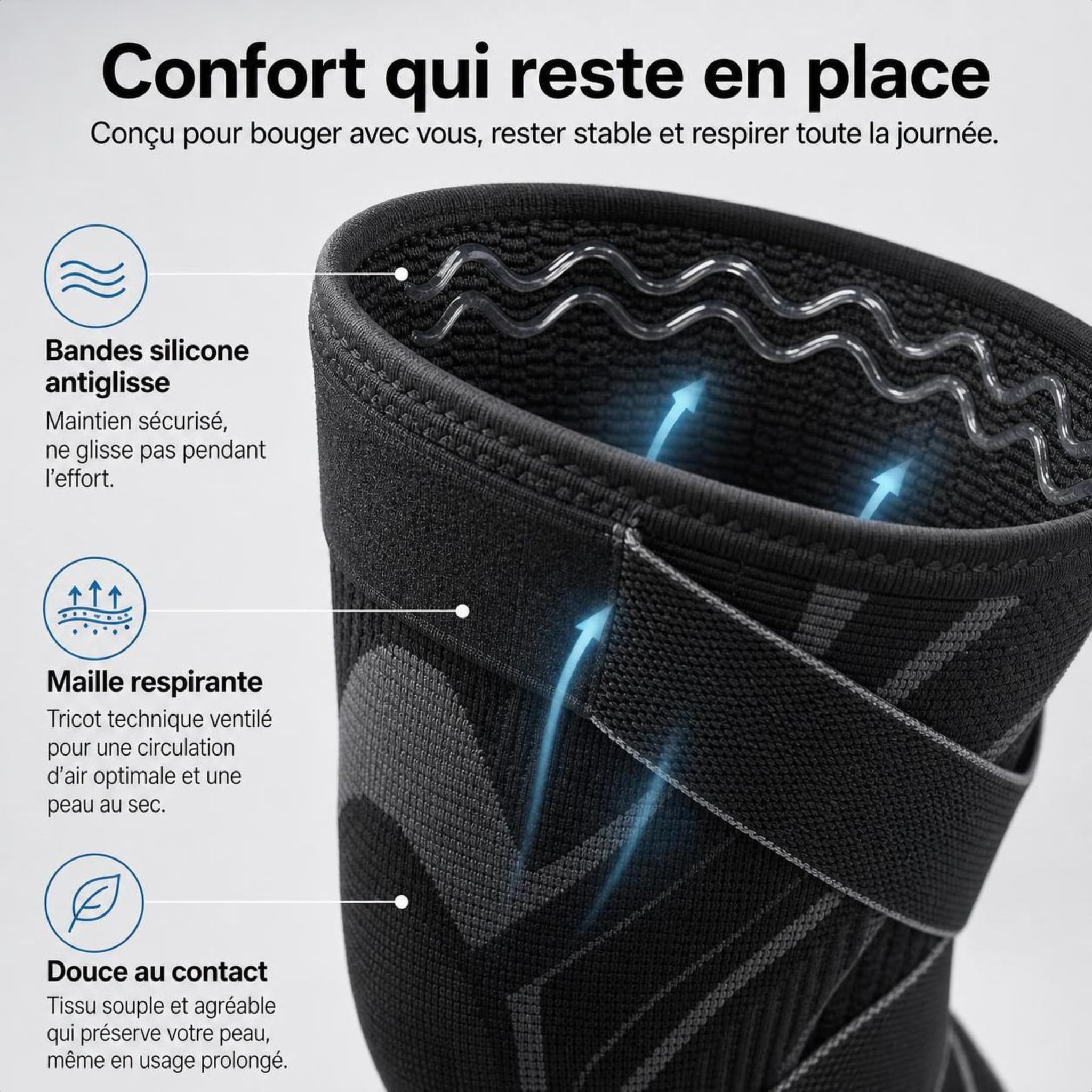 genouillère de Chantier avec Compression 360 Degrés, Coussin Gel, Ressorts de Soutien et Matière Respirante pour Carreleur, Jardinage et Positions Agenouillées (L,Noir,2 paires)