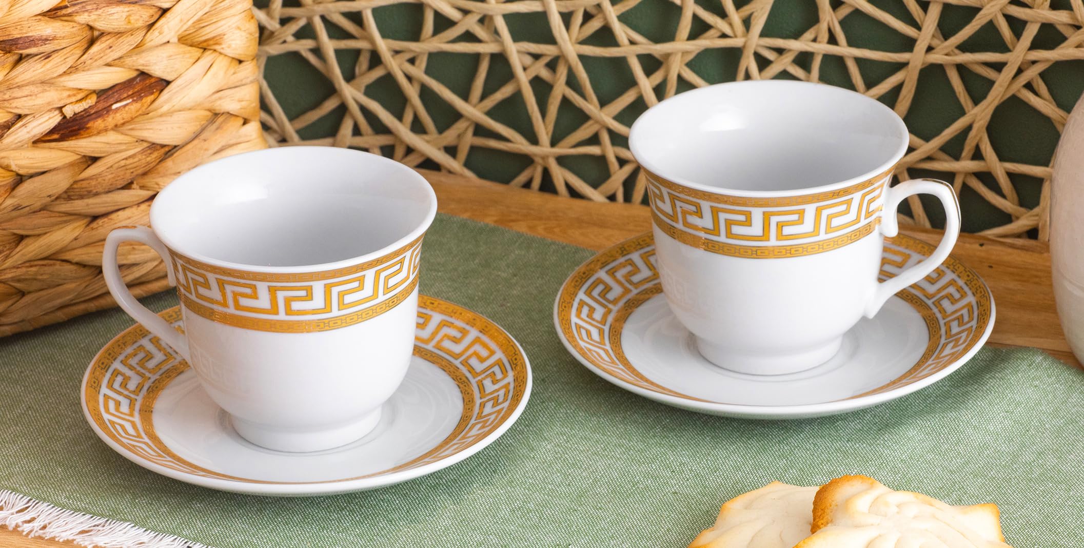 Amazon.com | Porcelain Tea Cup and Saucer Set - 4 Piece Vintage