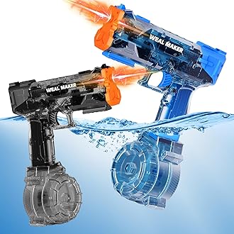 2025 Upgraded Electric Water Gun with LED Light Effects,Transparent Automatic Squirt Guns High Powered IP67 Waterproof,Up to 26FT Longer Range Water Pistol with USB Charging(Black+Blue)