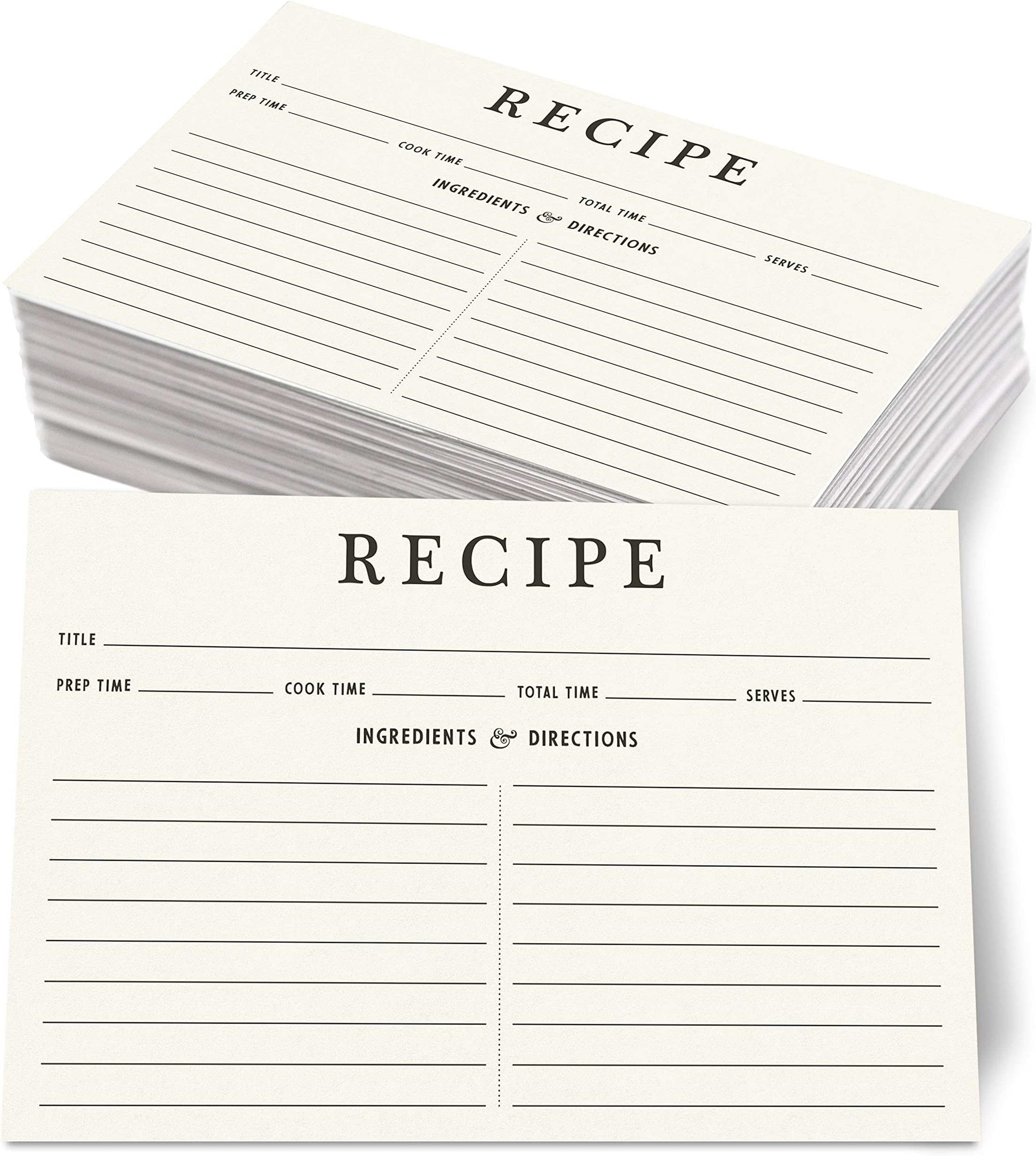 Neatz Classic Recipe Cards, 4x6 Inches, 50 Count, Double Sided. Thick Card Stock. Perfect for Recipe Box & Binder