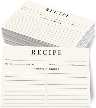 Neatz Classic Recipe Cards, 4x6 Inches, 50 Count, Double Sided. Thick Card Stock. Perfect for Recipe Box & Binder