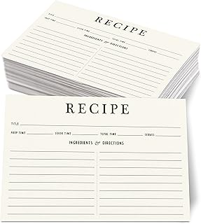 Neatz Classic Recipe Cards, 4x6 Inches, 50 Count, Double Sided. Thick Card Stock. Perfect for Recipe Box & Binder