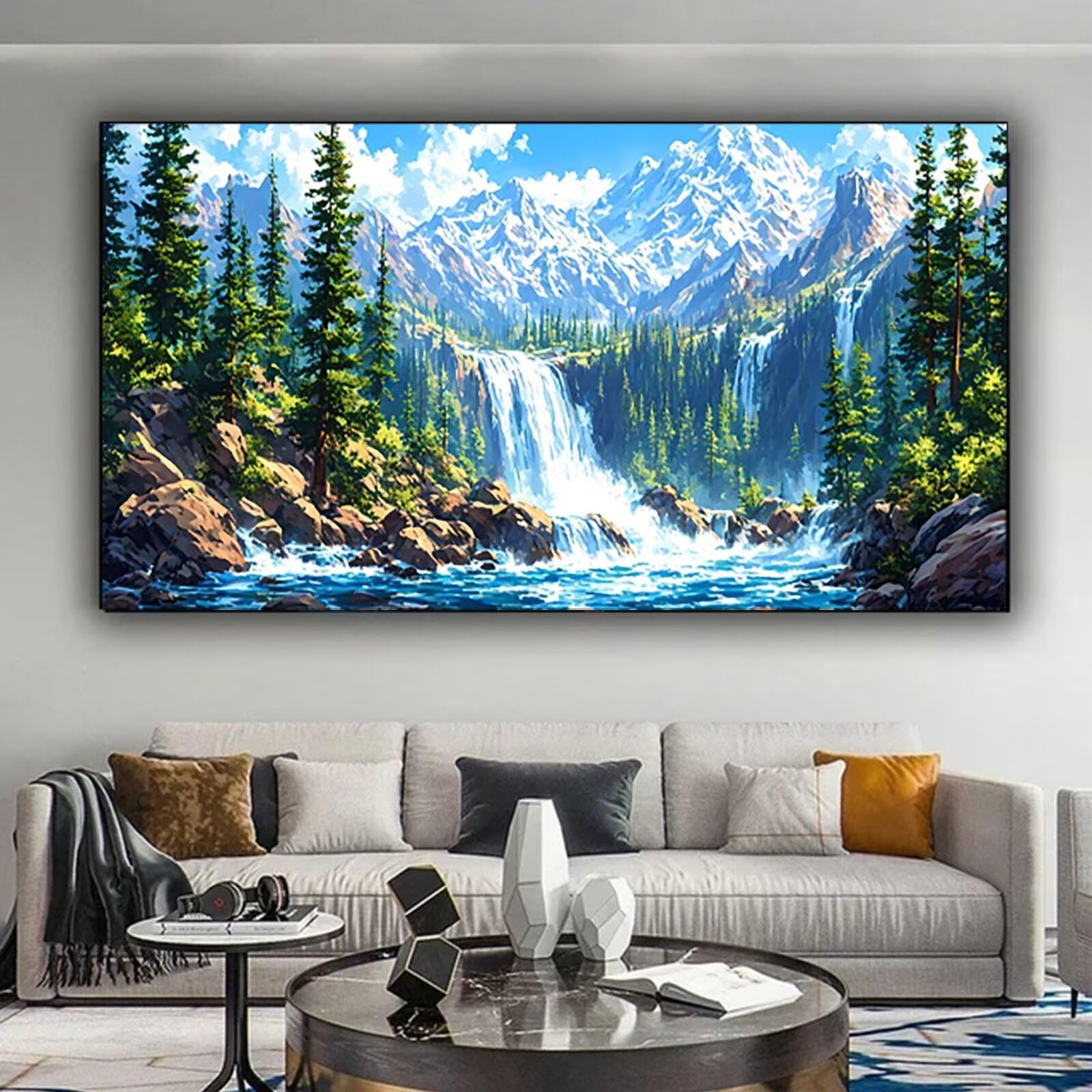 Malen nach Zahlen Kinder Fallen Malen Nach Zahlen Erwachsene, Geschenke für Mädchen Junge Bastelset Set, Malen nach Zahlen Berg | Malen nach Zahlen Ohne Rahmen, (60x120cm) Bastelset Erwachsene 2-1