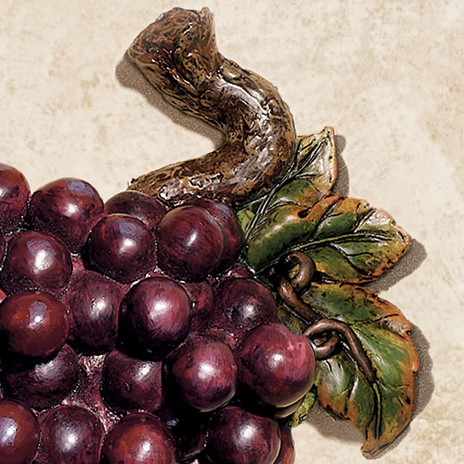 Touch of Class Bountiful Grapes Wall Accent Set of Two - Resin - Purple, Green, Brown - Grape Art for Living Room, Dining Room, Kitchen, Bar, Island, Restaurant - Large Size
