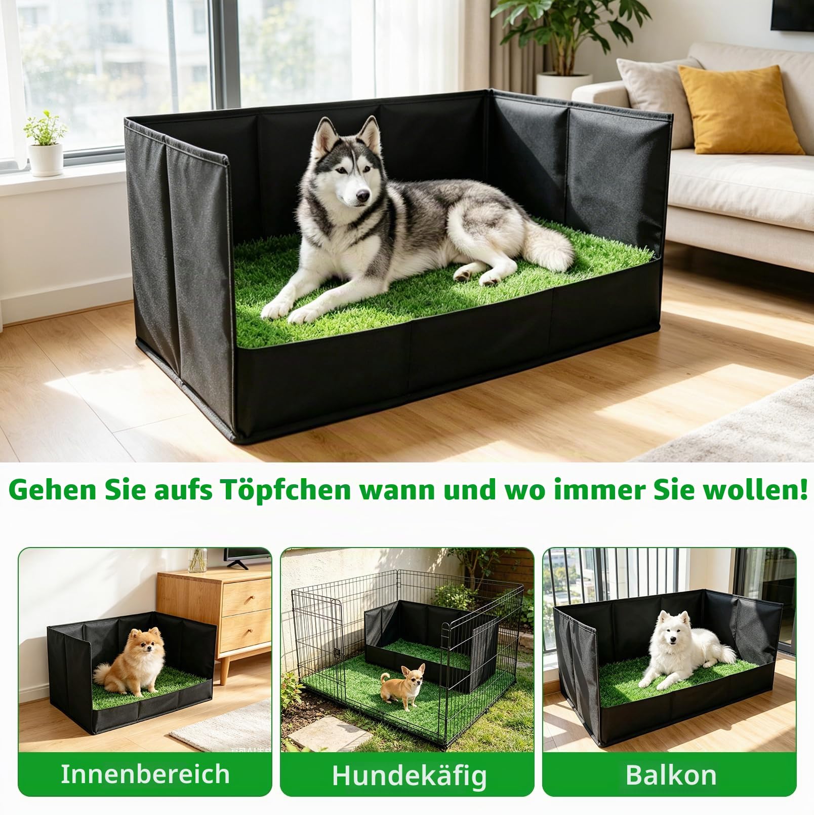 Hundetoilette mit Tablett,Faltbar Hundeklo Kunstrasen,Auslaufsicher Tragbar