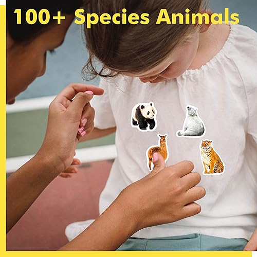 Miniatura 5 de 700 calcomanías de animales salvajes, más de 100 calcomanías realistas de animales de zoológico, resistentes al aguadesgarro sin residuos,