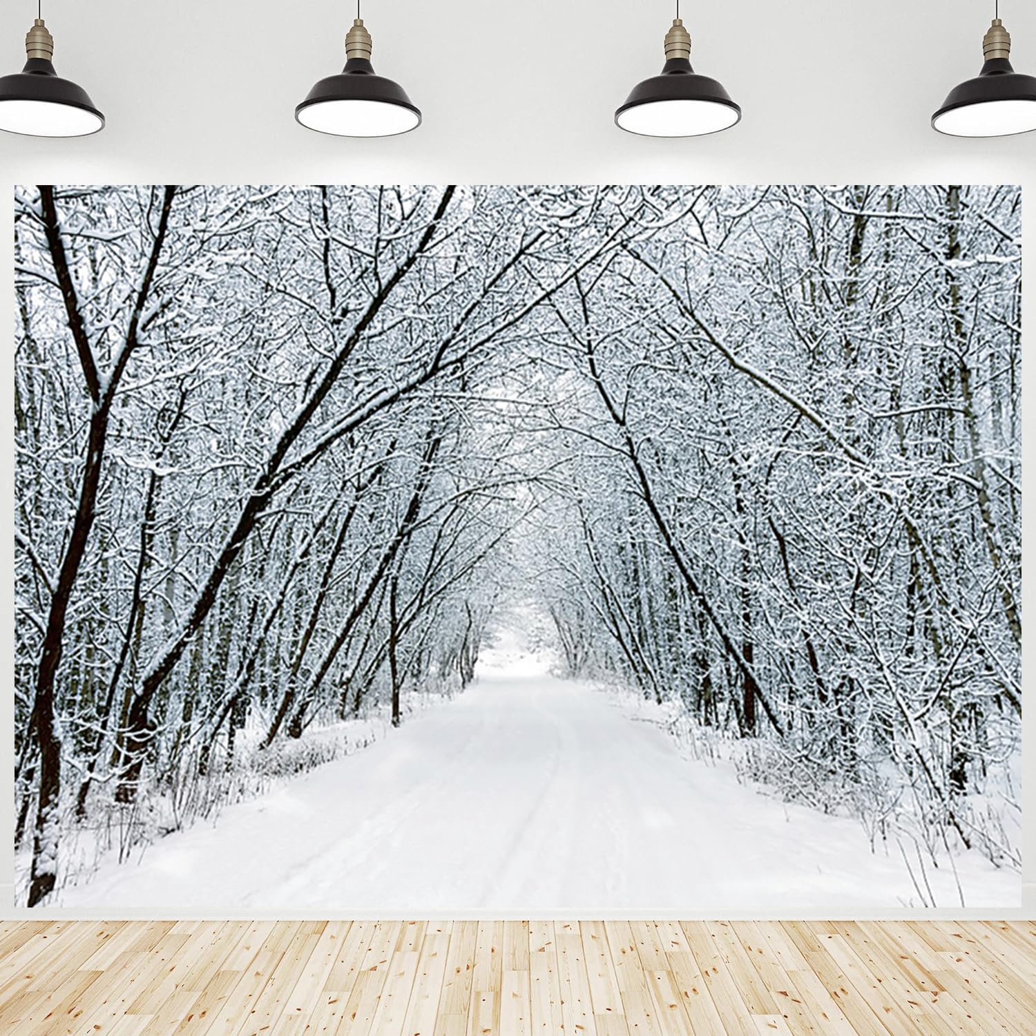 CRTPOD Winter Scenery Backdrop Nature Snowy Forest Snowflake Wonderland Background Photography Banner for Portraits Birthday Christmas Party