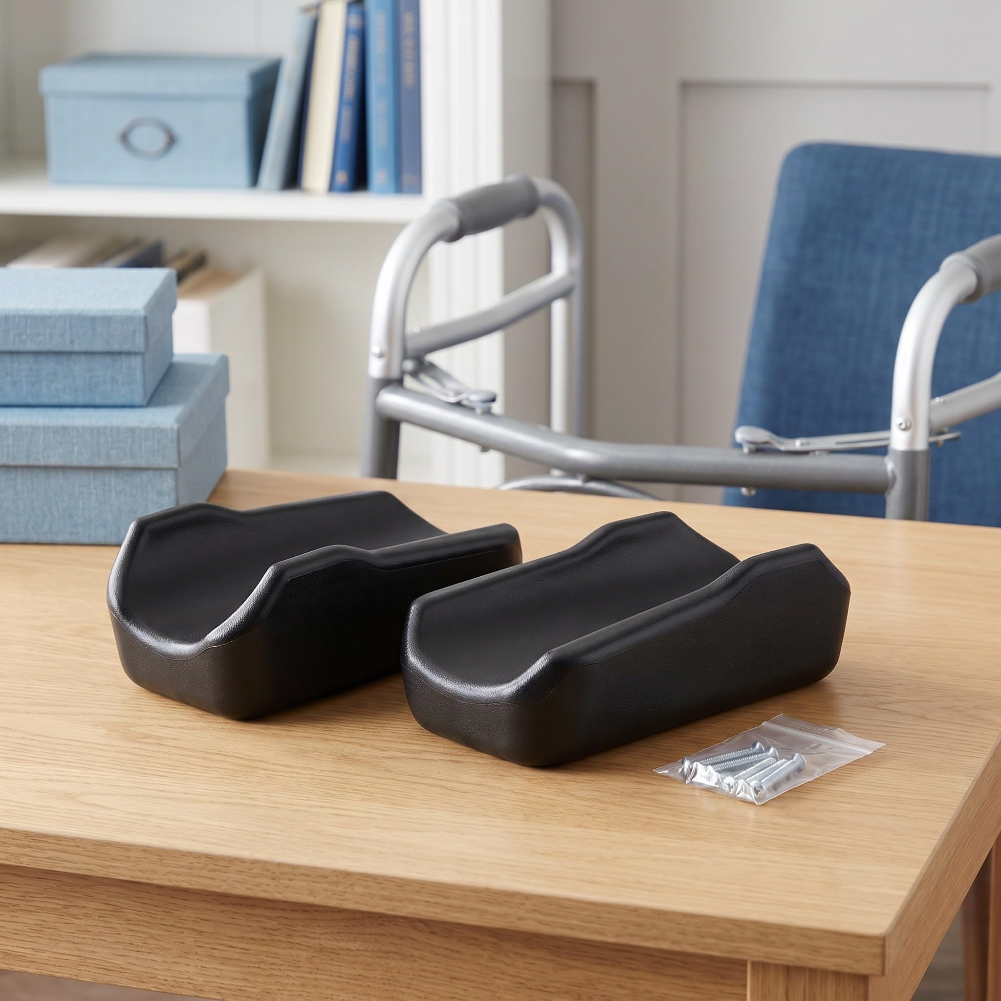 YARNOW Cuscinetti Bracciolo per Rollator e Deambulatore Verticale, Nero Pu