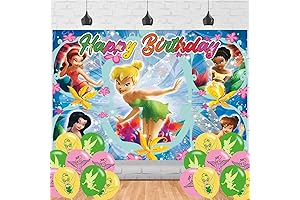 _Tinker Bell Party Supplies 5x3 Vinyl Tinker Bell Backdrop Poster Birthday Decorations Banner_