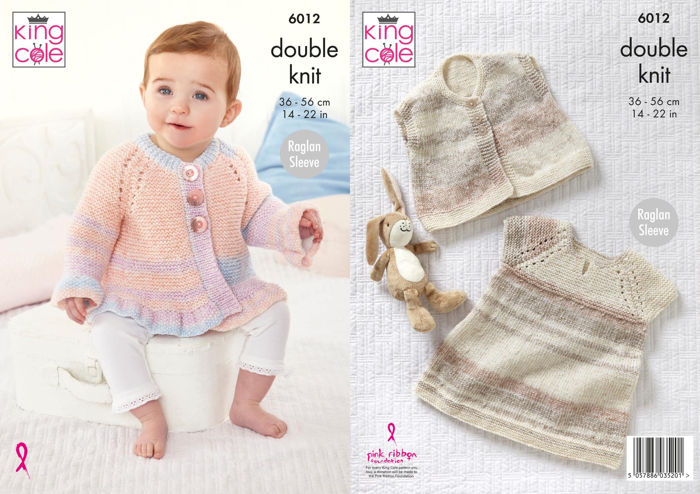 King Cole Multi Double Knit Baby Dk Knitting Pattern Frilled Cardigan Dress & Gilet (6012), 14'' - 22''