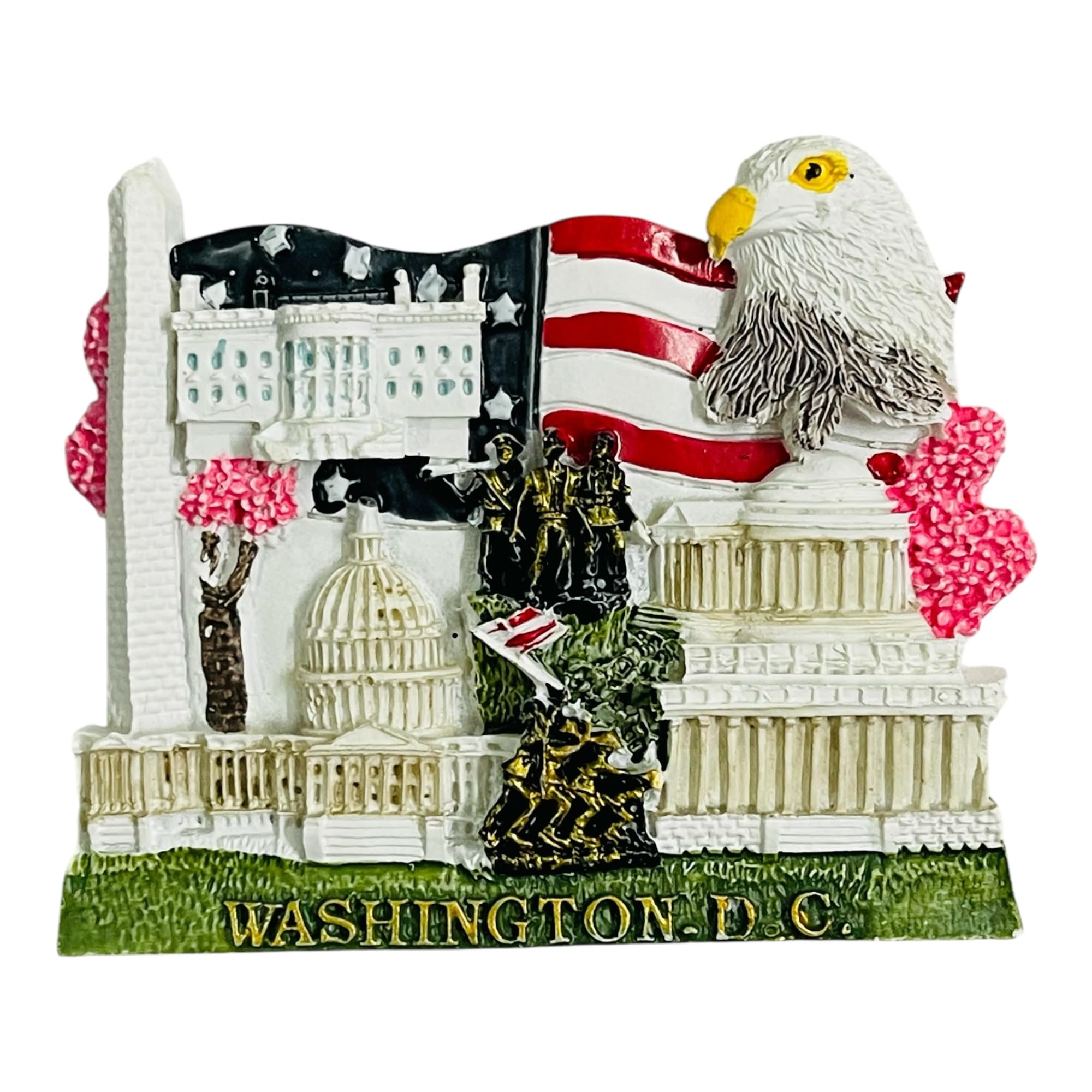 KRIWIN Washington DC Decorative 3D Resin Fridge Magnet, Hand Painted Tourist Souvenir with Landmarks and Eagle Design-image-33