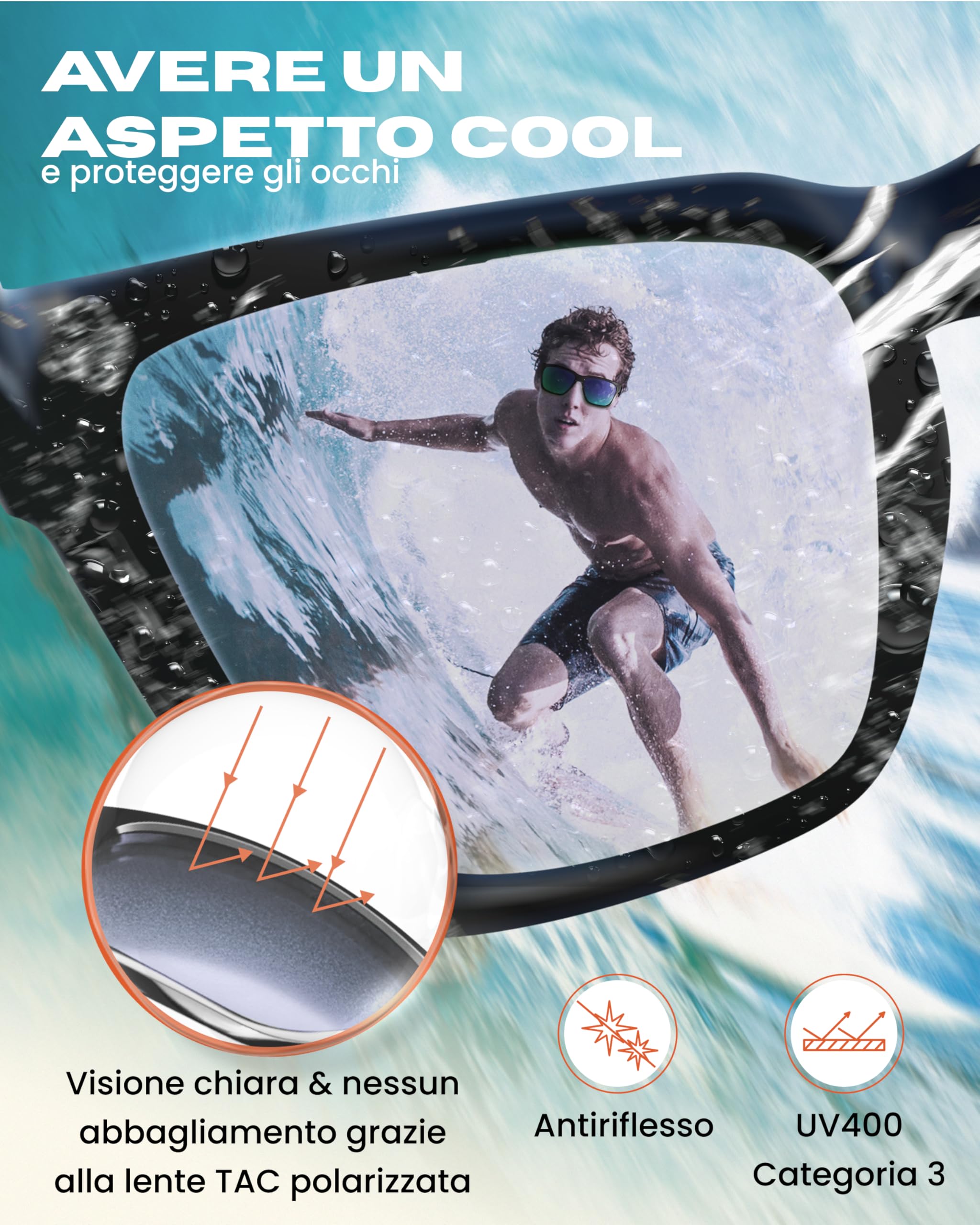 STANDWERK® Occhiali da sole uomo [polarizzati e protezione UV]
