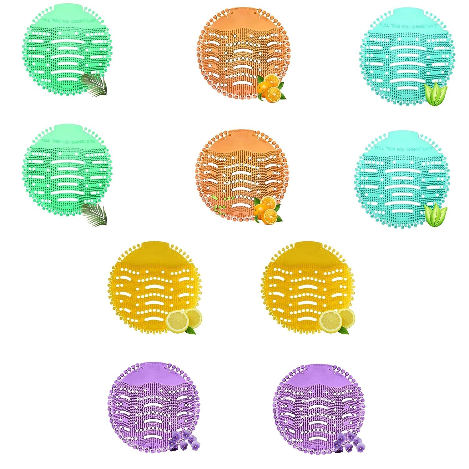 Fresh n Clean Urinal Screen Toilet mat Fresh Scented Anti-Splash with Air Freshener Deodorizer Long Bristle Splash Reducing Urinal Cake For Bathrooms, Restaurants, Bars, Schools, Offices-10pcs