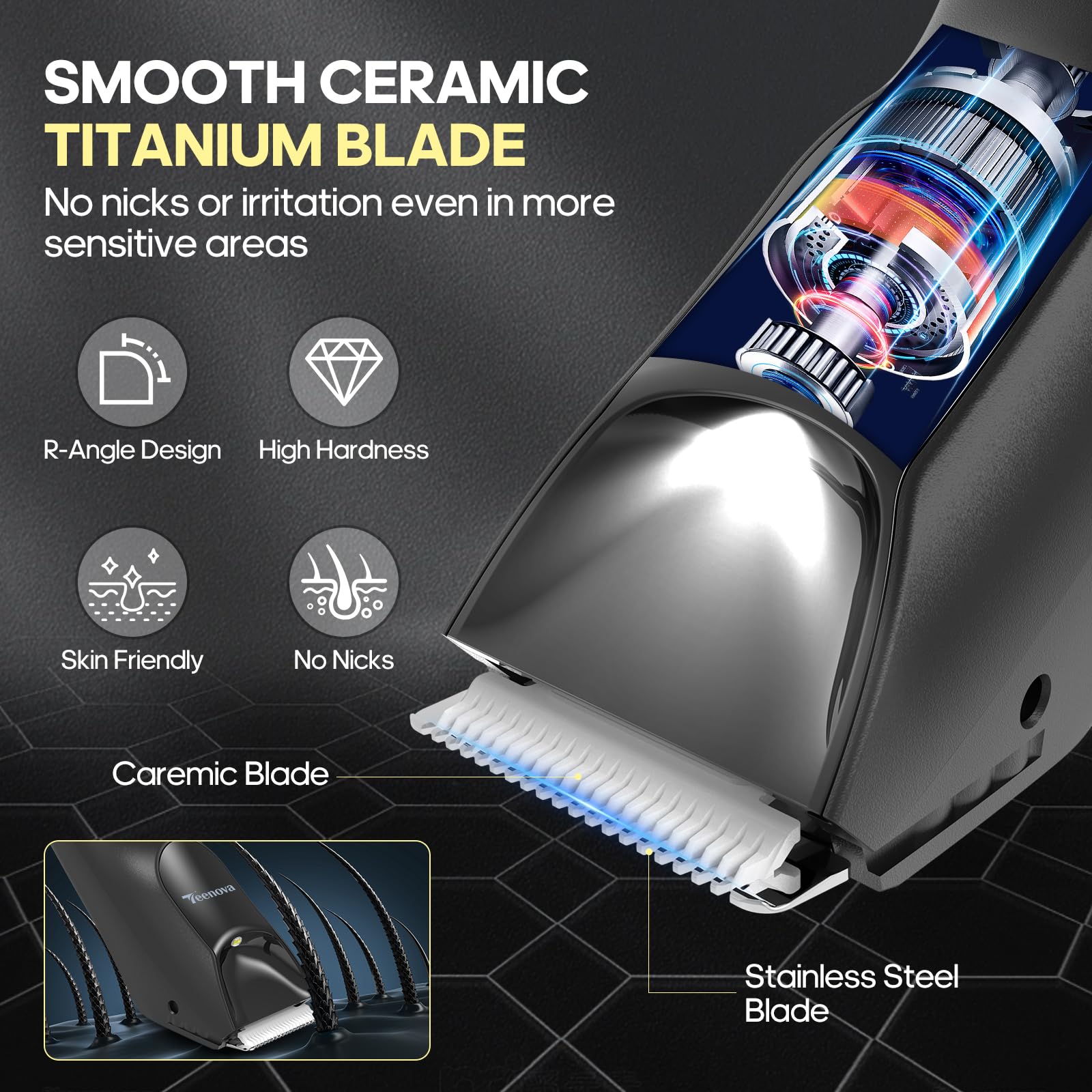 Manscape Body Hair Trimmer for Men, No Nick Pubic Bikini Trimmer for Women, 3 in 1 Versatile Groin Shaver with Nose Hair Trimmer, Cordless Dock Charging, LED Display, Wet/Dry Grommer (Black)