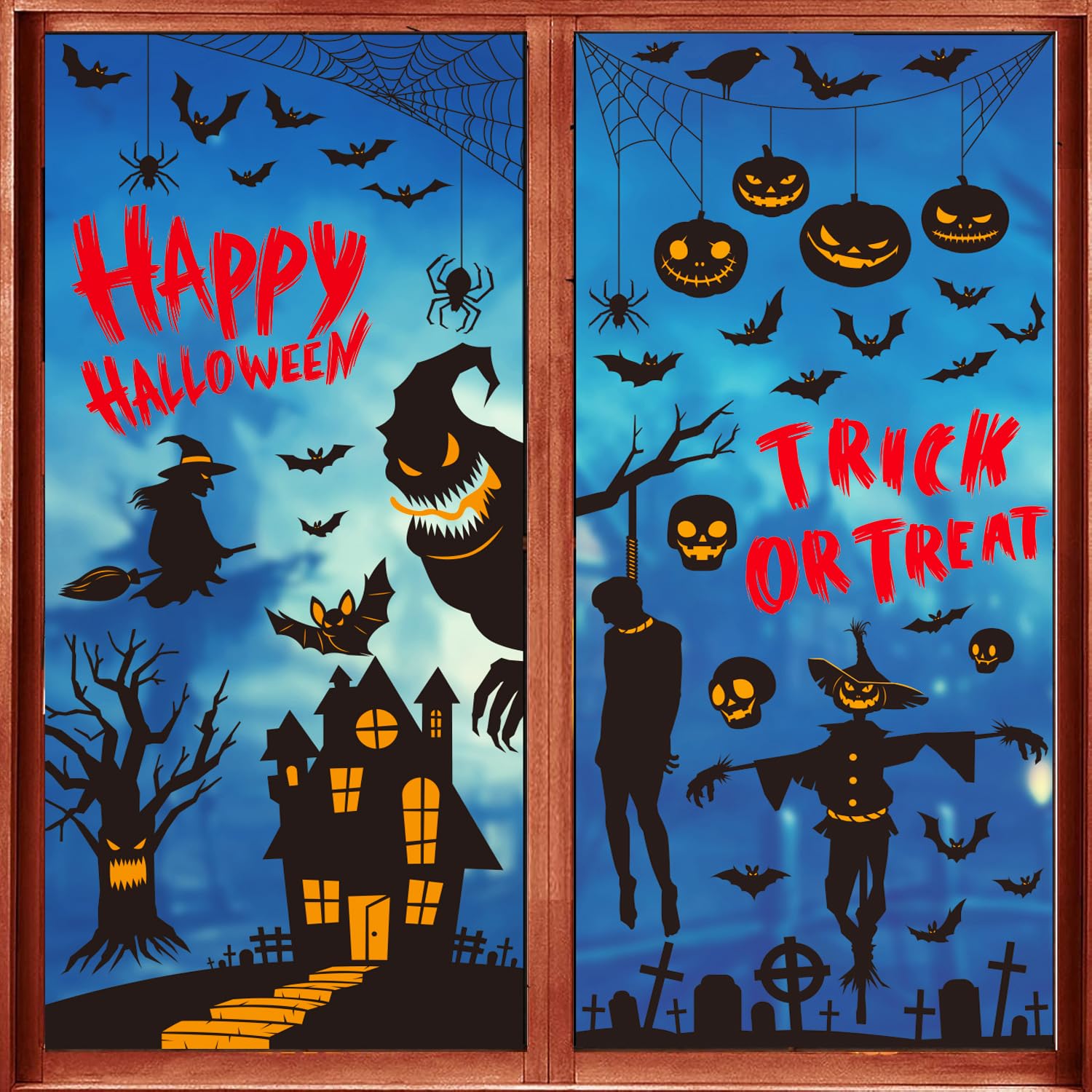 (2 Pack, 18 Sheet) Tomario Halloween Window Clings Stickers Decoration