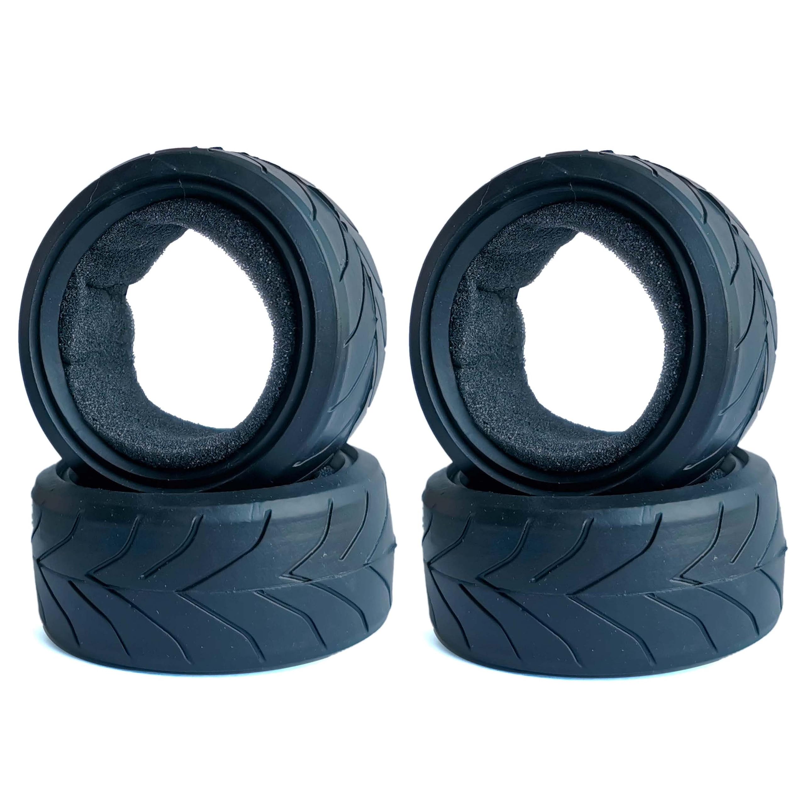LAFEINA RC 1:10 On-Road Racing Car Rubber Tires Sponge Inside for HSP HPI 4PCS (J)
