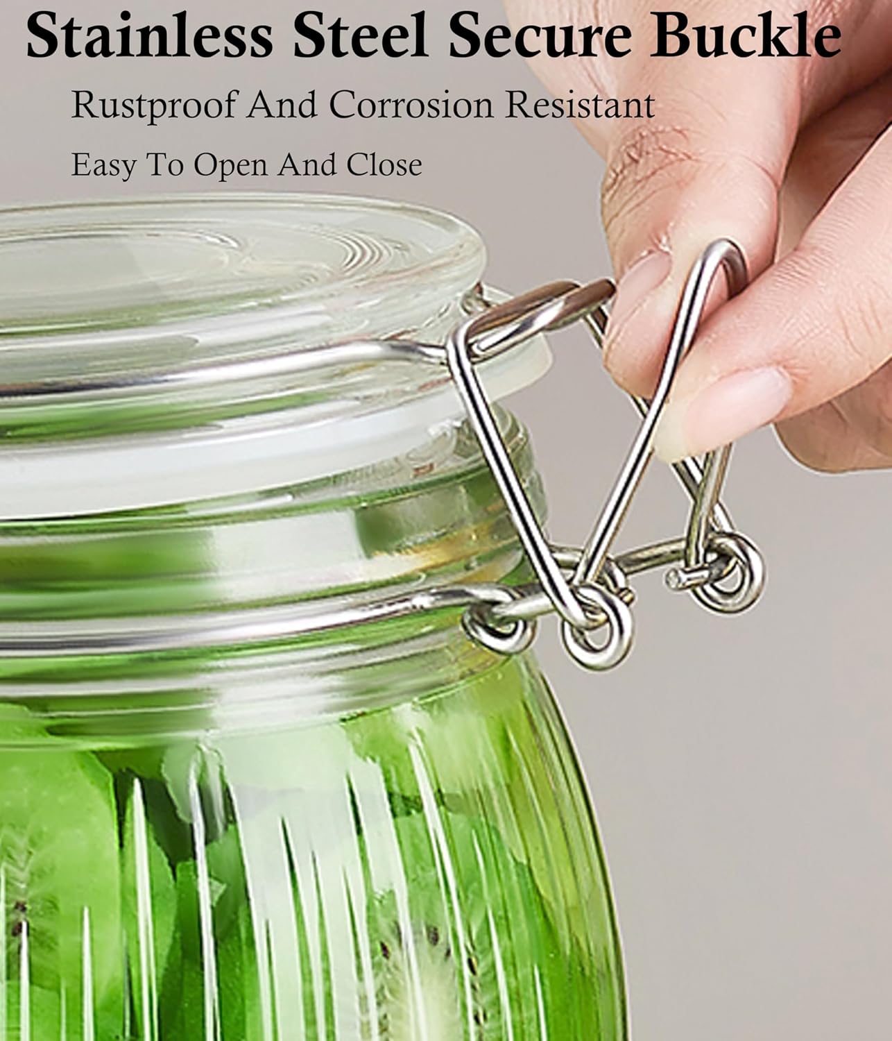 GMCOZY Glass Jar With Airtight Lid 16 Oz-6set Thicken Sealed Food Storage Canister Wide Mouth Mason Storage Jars For Kitchen Pantry Coffee Beans Nuts Baking Goods Tea Spice Cereal Fruits - Image 3