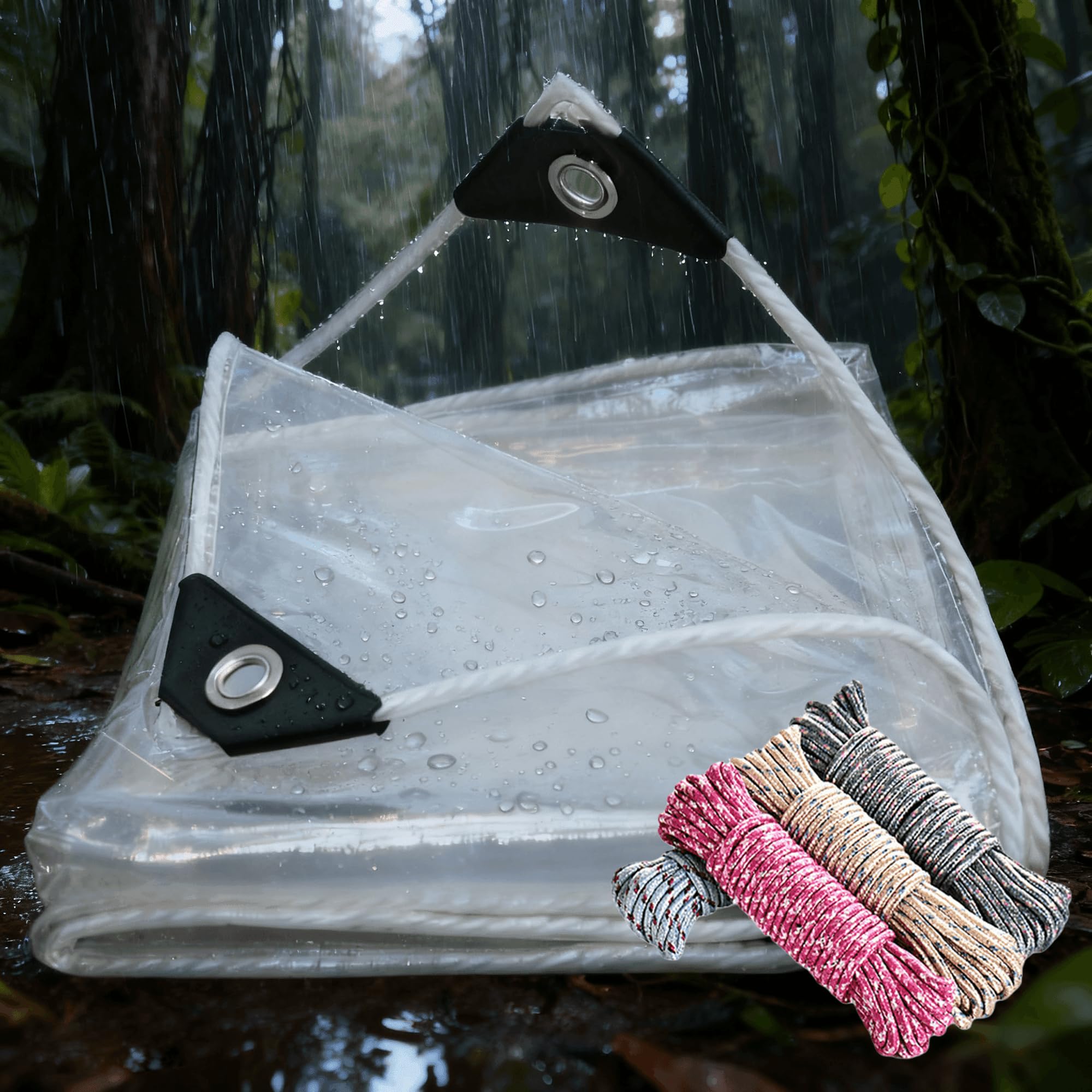 Lona Impermeable Transparente de 225x320 cm con Ojales, Tipo C, para jardín, Cubierta de Suelo, gallinero, Refugio Exterior.