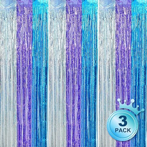 BEISHIDA Paquete de 3 cortinas tipo telón de fondo con flecos, cortina de oropel para pared, puerta, fiesta, decoración de fiesta de cumpleaños,