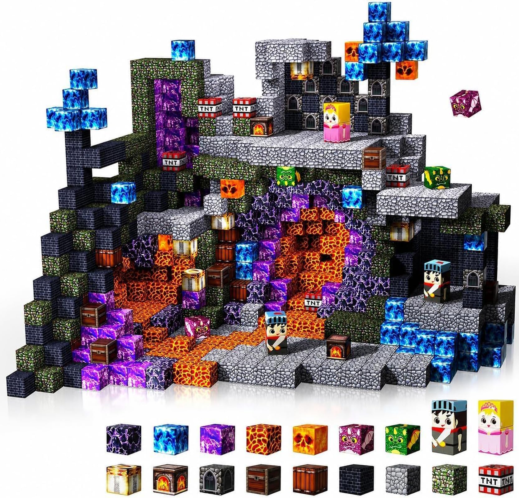 GraceDuck Magnetic Blocks - 150 PCS Build Magnetic Dark Castle