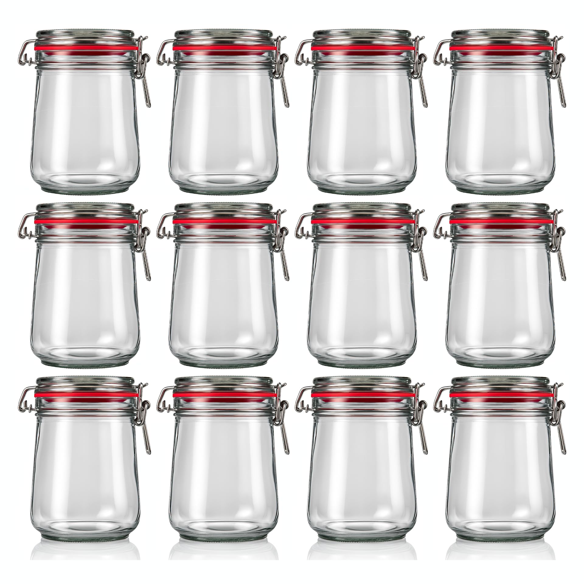 12er Set Drahtbügelgläser 800 ml, luftdichtes Vorratsglas zur Aufbewahrung von Zucker, Tee, Haferflocken, Reis, Gewürzen und weiteren Lebensmitteln, Meal Prep | Made in Germany