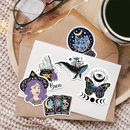Miniatura 2 de MiStar 64 unidades de calcomanías de brujería, calcomanías estéticas para Kindle, botellas de agua, portátil, cuaderno, calcomanías impermeables y