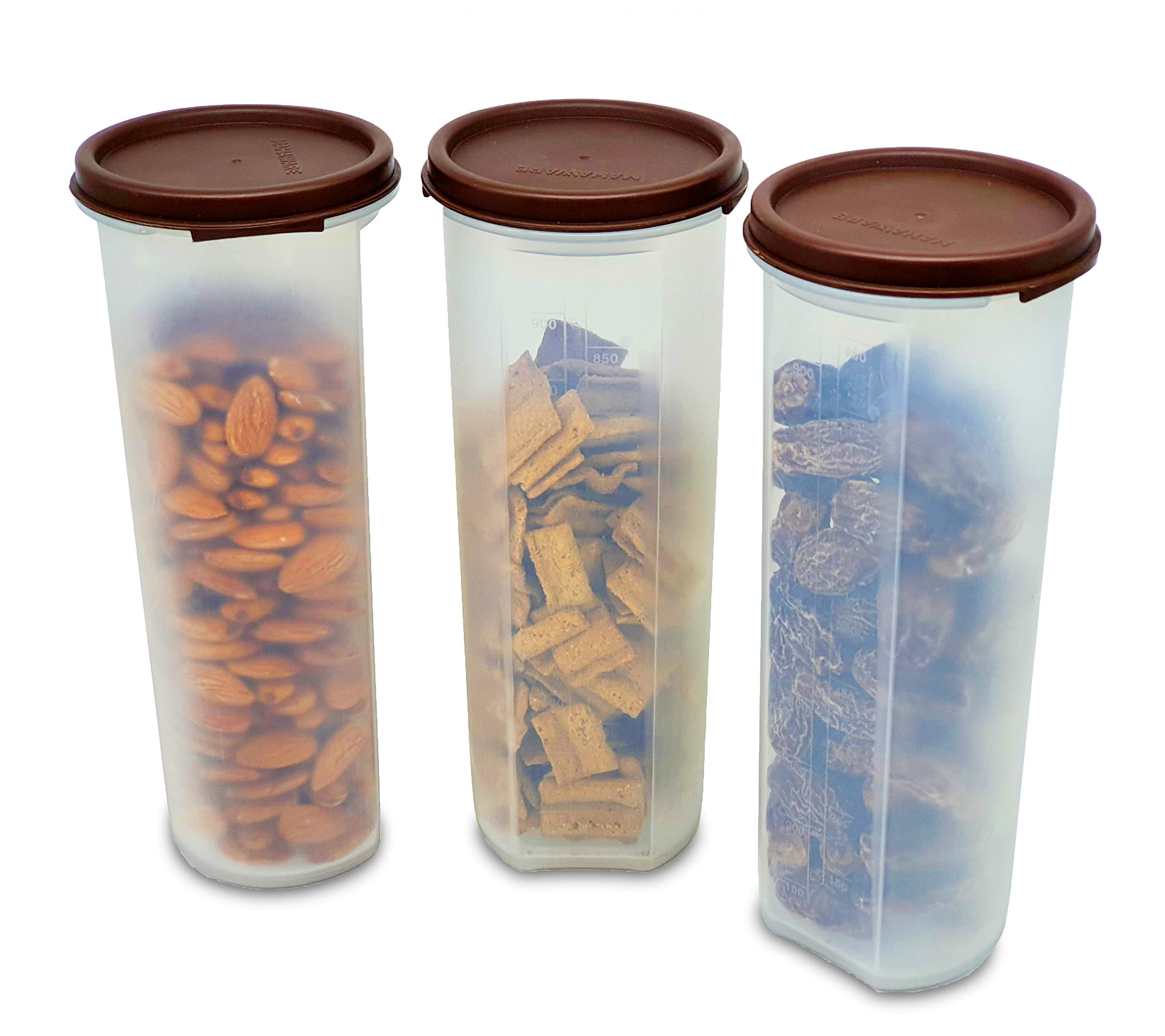 MahawareAlpha Modular Kitchen Container Set, 1000ml, Set of 3, Brown